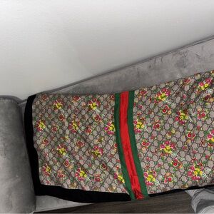 Floral Patterned Skirt with Red and Green Stripes